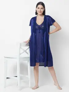FashionRack Shoulder Straps Satin Nightdress With Robe