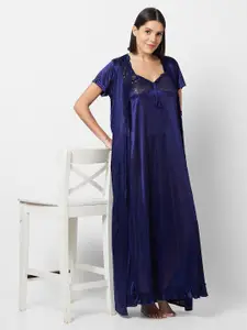 FashionRack Shoulder Straps Satin Maxi Nightdress With Robe