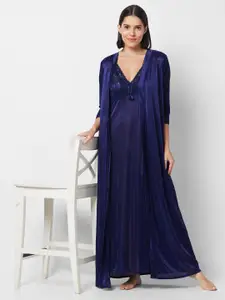 FashionRack Lace Shoulder Strap Satin 2 Piece Wrap Nightdress