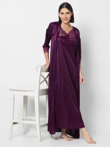 FashionRack Shoulder Straps Satin Nightdress With Robe