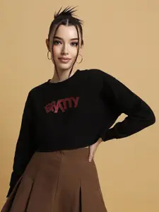 FOREVER 21 Black Typography Printed Sweatshirt