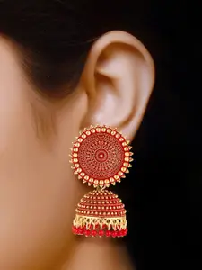 MEENAZ Gold-Plated Dome Shaped Jhumkas