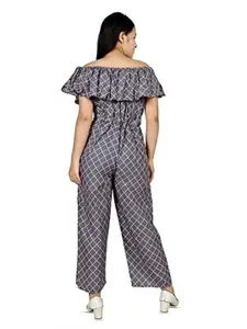 BAESD Girls Checked Off Shoulder Basic Jumpsuit