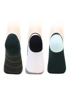 Bonjour Men Pack Of 3 Striped Cotton Shoes-Liner Socks