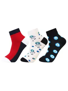 Bonjour Men Pack Of 3 Cotton Ankle-Length Socks