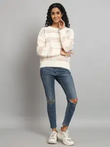 Chemistry Striped V-Neck Woollen Pullover