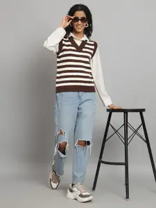 Chemistry Striped Woolen Pullover Sweater Vest