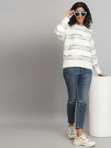 Chemistry Striped Round Neck Woollen Sweater