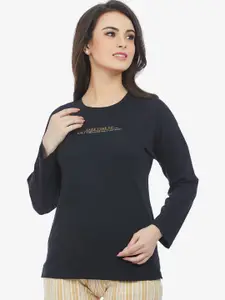 MAYSIXTY Women Black Printed Night suit