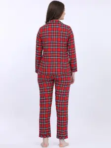 MAYSIXTY Women Red Printed Night suit