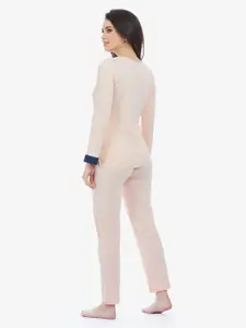 MAYSIXTY Women Peach-Coloured Printed Night suit