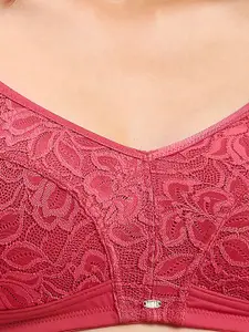 Soie Women Full Coverage Non Padded Seamless Non-Wired Floral Lace Everyday Bra