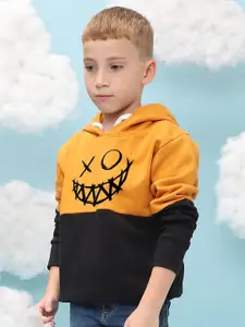 Instafab Boys Colourblocked Hooded Cotton Sweatshirt