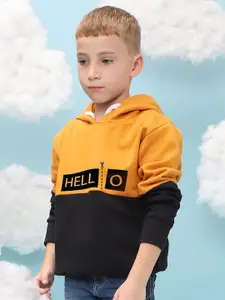 Instafab Boys Colourblocked Hooded Cotton Pullover Sweatshirt