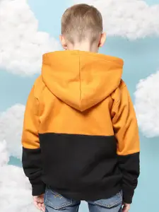 Instafab Boys Colourblocked Hooded Cotton Sweatshirt