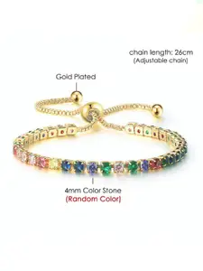 Jewels Galaxy Cubic Zirconia Studded Gold-Plated Wraparound Bracelet