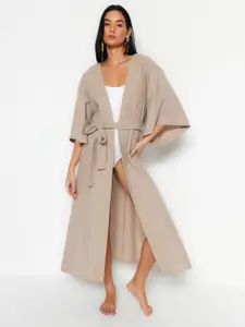 Trendyol Three-Quarter Sleeves Maxi Length Tie Up Robe