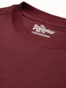 The Roadster Lifestyle Co. Maroon Relaxed Fit Basic Pure Cotton Sweatshirt