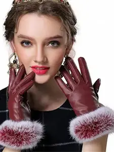 Alexvyan Thermal Warm Soft Fur Leather Winter Gloves