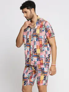 SHOWOFF Abstract Printed Oversized Shirt With Shorts