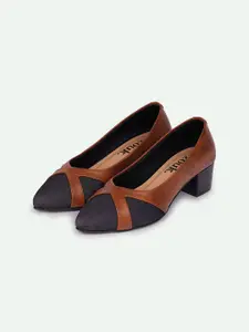 ZOUK Colourblocked Pointed Toe Block Heel Pumps