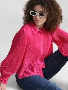 ONLY Pleated Spread Collar Casual Shirt