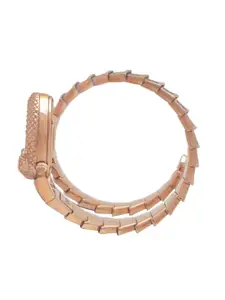 Roberto Cavalli by Franck Muller Women Black Dial & Rose Gold Toned Stainless Steel Straps Watch