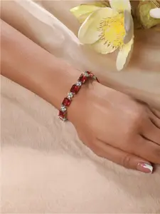 Saraf RS Jewellery Cubic Zirconia Handcrafted Silver-Plated Bangle-Style Bracelet