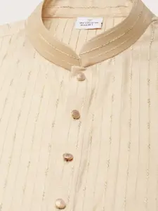 TheEthnic.Co Striped Thread Work Straight Kurta with Pyjamas