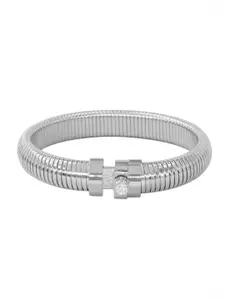 ZIVOM Women Cubic Zirconia Silver-Plated Anti Tarnish Bangle-Style Bracelet