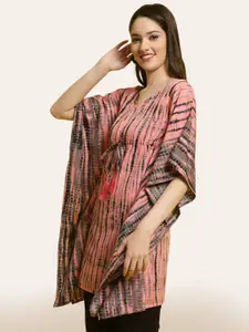 BAESD Tie & Dye Kimono Sleeves Kaftan Longline Top