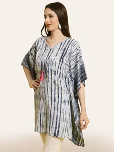 BAESD Tie and Dye Printed Kimono Sleeve Kaftan Longline Top