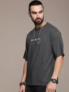Roadster Men Typography Printed Drop-Shoulder Sleeves Pure Cotton T-shirt