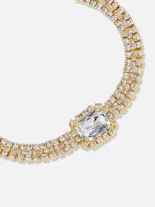 SOHI Silver-Plated Stone-Studded Necklace