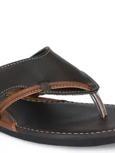 The Roadster Lifestyle Co. Men Brown Textured Comfort Sandals