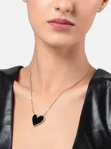 SOHI Gold-Plated Enamelled Heart-Shaped Pendant Necklace