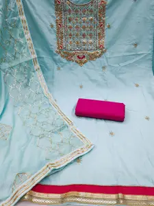 KALINI Floral Embroidered Beads and Stones Unstitched Dress Material