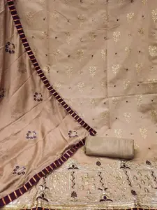 KALINI Ethnic Motifs Printed Mirror Work Detailed Modal Cotton Unstitched Dress Material