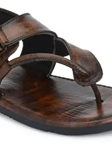Anouk Men Brown Comfort Sandals With Velcro Closure