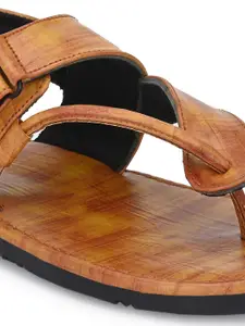 Anouk Men Tan Brown Comfort Sandals With Velcro Closure