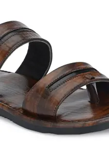 Anouk Men Brown Textured Comfort Sandals