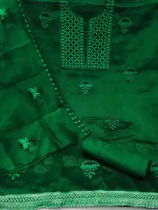 MANVAA Floral Embroidered Organza Unstitched Dress Material