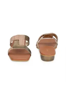 CLOG LONDON H-Strap Textured Open Toe Block Heels