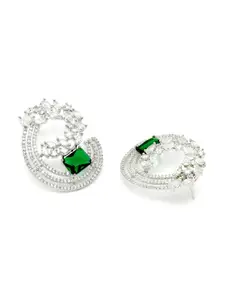 KARATCART Silver-Plated Cubic Zirconia Studded Studs Earrings