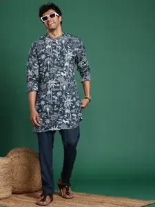 Sangria Men Floral Printed Regular Kurta with Trousers