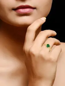 Vighnaharta Gold-Plated AD Stone-Studded Adjustable Finger Ring