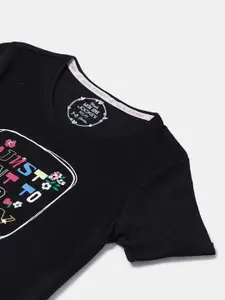 Jockey Girls Super Combed Cotton Relaxed Fit Round Neck Printed Knee Length Dress-RG09