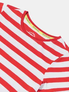 Jockey Girls Super Combed Cotton Striped Relaxed Fit Round Neck Knee Length Dress-AG72