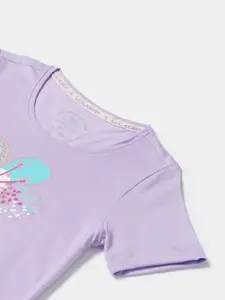 Jockey Girl's Super Combed Cotton Relaxed Fit Round Neck Printed Knee Length Dress-RG09