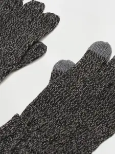 max Men Patterned Acrylic Winter Gloves